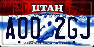 UT license plate A002GJ