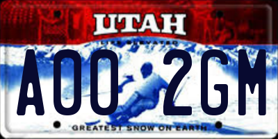 UT license plate A002GM