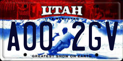 UT license plate A002GV