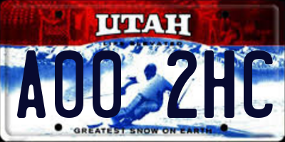 UT license plate A002HC