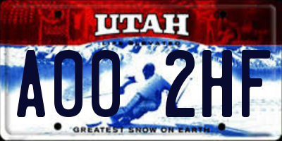 UT license plate A002HF