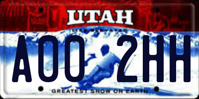 UT license plate A002HH