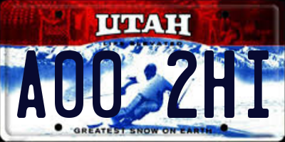 UT license plate A002HI