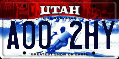 UT license plate A002HY