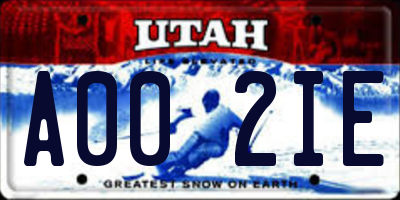 UT license plate A002IE