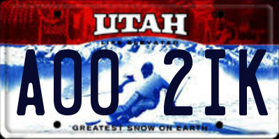 UT license plate A002IK