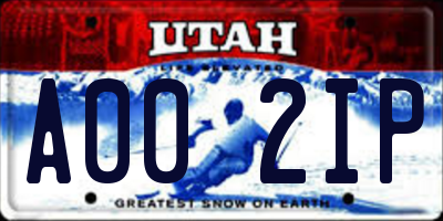 UT license plate A002IP