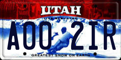 UT license plate A002IR