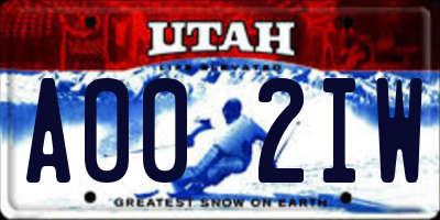 UT license plate A002IW