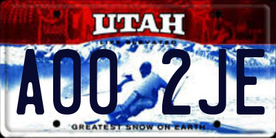 UT license plate A002JE