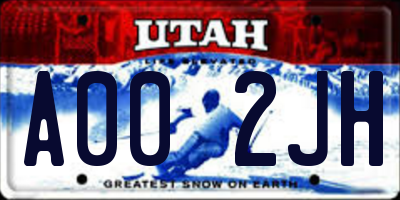 UT license plate A002JH