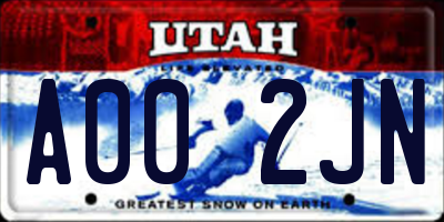 UT license plate A002JN