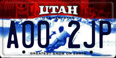 UT license plate A002JP