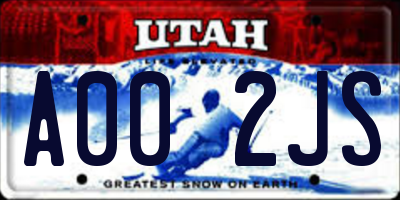 UT license plate A002JS