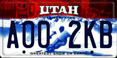 UT license plate A002KB