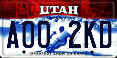 UT license plate A002KD