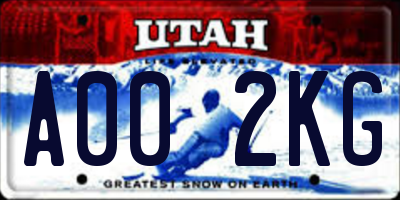 UT license plate A002KG