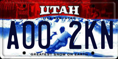 UT license plate A002KN