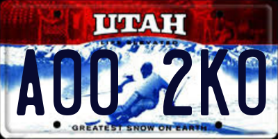 UT license plate A002KO