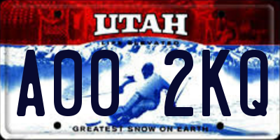 UT license plate A002KQ