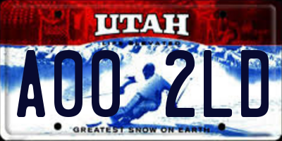 UT license plate A002LD