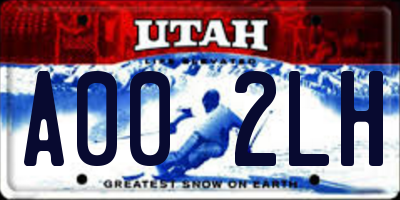 UT license plate A002LH