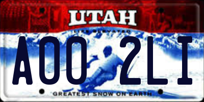 UT license plate A002LI