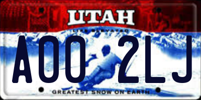 UT license plate A002LJ