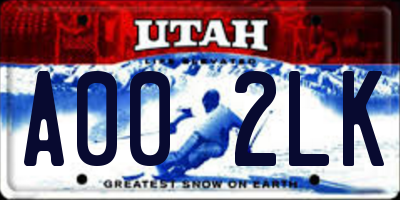 UT license plate A002LK