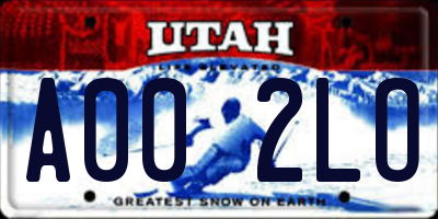 UT license plate A002LO