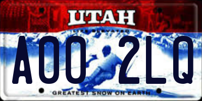 UT license plate A002LQ