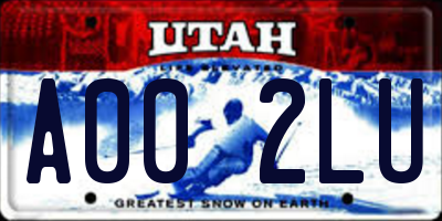 UT license plate A002LU