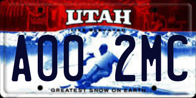 UT license plate A002MC