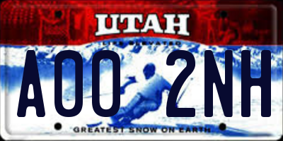 UT license plate A002NH