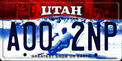 UT license plate A002NP