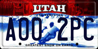 UT license plate A002PC