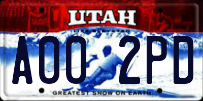 UT license plate A002PD