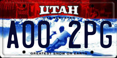 UT license plate A002PG