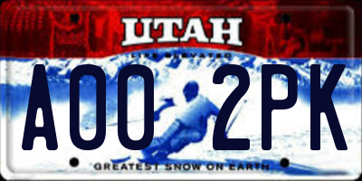 UT license plate A002PK