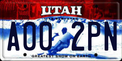 UT license plate A002PN