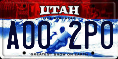 UT license plate A002PO