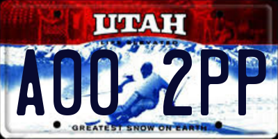 UT license plate A002PP