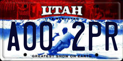 UT license plate A002PR