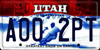 UT license plate A002PT