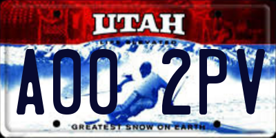 UT license plate A002PV