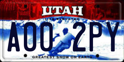 UT license plate A002PY