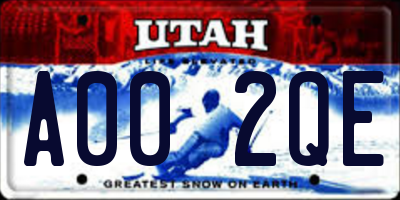 UT license plate A002QE