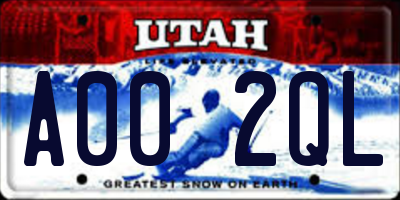 UT license plate A002QL