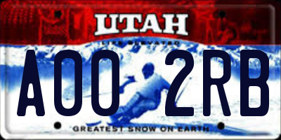 UT license plate A002RB