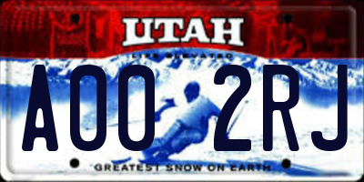 UT license plate A002RJ